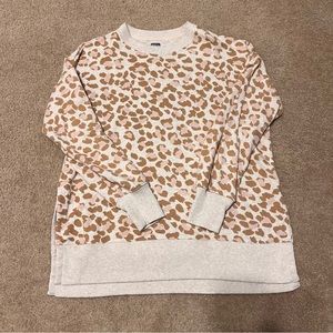 Aerie Oversized Cheetah Print Pullover Sweatshirt Size Small FITS UP TO LARGE